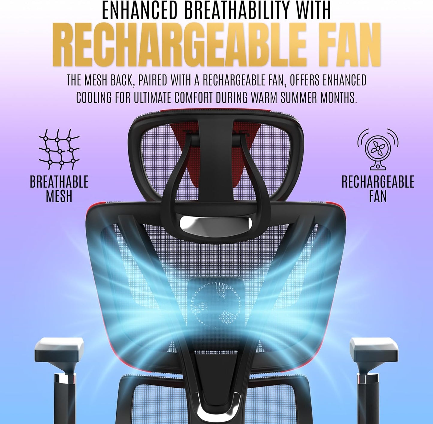 Mesh Gaming Chair with Fan