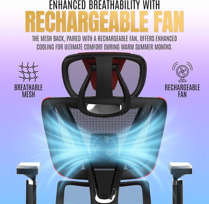 Mesh Gaming Chair with Fan
